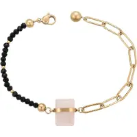 Faina Armband goud / pastelroze / zwart