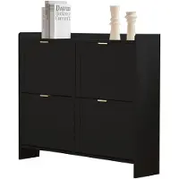Merax Zwarte Schoenenkast met 4 Klepvakken - Vrijstaande Schoenen Kast met Open Opbergvakken - Moderne Kast - 110 x 24 x 90 cm - Inclusief Antikantel Beveiliging