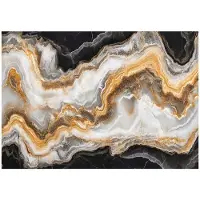 WALLARENA - Fotobehang - 200x140 cm - Zwart Gouden Marmer Fototapete voor Slaapkamer en Woonkamer, Vliesbehang