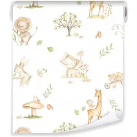 WALLARENA - Behang - Breedte 50 cm - Dieren op flanel - Geschikt voor kinderkamers - 10m