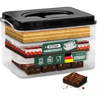 Novaliv taarttransportdoos met drie niveaus en deksel en inzetstuk (rechthoekig 40 x 30 cm) opbergdoos met veiligheidsslot partybox container taarttransportdoos taartcontainer