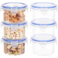 LONGZIMING Set Luchtdichte Voedselcontainers PP – Transparant, Lekvrij met 4-Klip Deksel – Stapelbaar en Duurzaam voor Keuken, Picknick en Bewaring-6 stuks