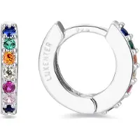Luxenter hoepel oorbellen, 925 sterling zilver, leofcar en veelkleurige zirkonia met gerhodineerde afwerking