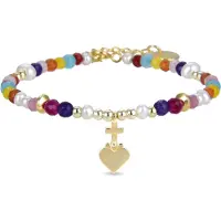 Luxenter 925 Sterling Zilveren Armband met Veelkleurig Kristal in 18K Geel Goud - Nymox
