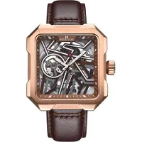 Heritor Automatic Campbell-skeletonhorloge met leren band