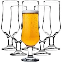 Kadax Bierglazen, drinkglazen van hoogwaardig glas, set van 6, 360 ml, waterglazen, sapglazen met voet, glazen voor water, drank, cocktailglazen, drankglazen, vaatwasmachinebestendig