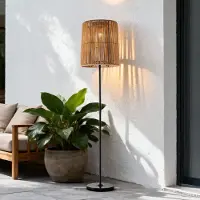 LumenXL Solar staande lamp Elyra met rotan-look kap - zwart met natuurlijk bruin