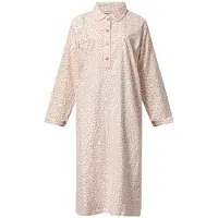 Lunatex - klassiek dames nachthemd 643997 met doorknoop - flanel - pink egg - maat S