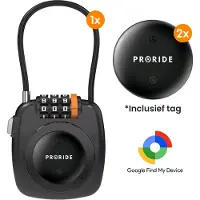 Proride Cijferslot – 3-cijferig Hangslot – Met Android Tag – Smarttag 2 stuks – Kofferslot – Reisslot – Bagageslot – Skislot - Zwart