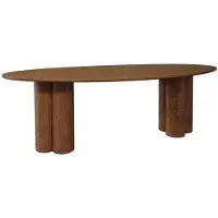 Sweeek - Ovale eettafel van rubberhout en eikenfineer 8 zitplaatsen 220cm - leonore