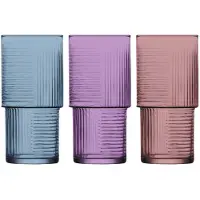 LAV gekleurde longdrinkglazen (3-delige) glazen Set 400 ml – Gekleurd Riffelontwerp