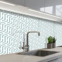 KitchenYeah Keuken achterwand 250x80 cm - Spatscherm zelfklevend Design - Geometrie - Patroon - Groen - Muurbeschermer - Spatwand fornuis