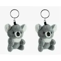 Cornelissen Pluche Koala knuffel dier - 6x stuks - sleutelhanger - grijs - 10 cm - kleine knuffels - om aan tas je hangen