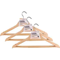 Benson Kledinghangers - 9x stuks - hout - anti slip - 45 cm - draaibare haak - kledingkast inruimen