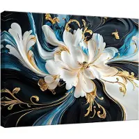 WALLARENA - Canvas schilderij - 40x30 cm - abstracte bloemen voor slaapkamer, woonkamer en keuken