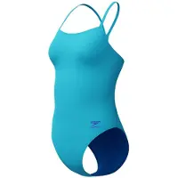 Speedo Fl Solid V-back 2.0 Swimsuit Blauw UK 32 Vrouw