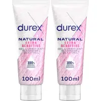 Durex - Glijmiddel Natural Extra Sensitive 100% natuurlijk - 2 x 100 ml - Voordeelverpakking