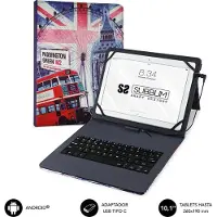 Subblim Tablet en toetsenbord Case Subblim Funda con Teclado Micro USB - USB C KEYTAB USB 10,1" England Q...