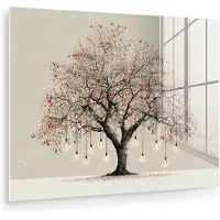 MuchoWow Glasschilderij 160x120 cm - Schilderij acrylglas - Lichtboom - Winter - Kerst - Meerkleurig - Foto op glas - Muurdecoratie woonkamer - Wanddecoratie slaapkamer - Schilderijen