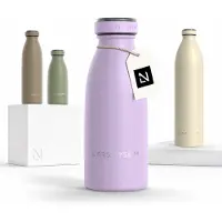 LARS NYSØM Ren Roestvrijstalen drinkfles 350ml - BPA-vrij geïsoleerde waterfles 0,35 Liter (Lavender Purple)