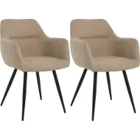 Lina Nova Eetkamerstoel - Beige - Set van 2 - Stof
