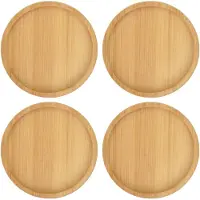 LONGZIMING Ronde Houten Kaarsenhouders Set van 4 – Decoratieve Stompkaars Onderzetters voor Tafeldecoratie en Speciale Gelegenheden
