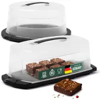 Novaliv taarttransportdoos set van 2 ronde en vierkante kleine opbergdozen met deksel taart taart dessert, feestdoos container taarttransportdoos taartcontainer transportcontainer doos feestset