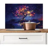 KitchenYeah Spatscherm keuken 90x60 cm - Kookplaat achterwand Kosmisch - lichtboom - Kerst - Kleurrijk - Muurbeschermer - Spatwand fornuis - Hoogwaardig aluminium