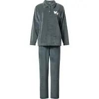 Lunatex - warm dames huispak 124266 - zacht loungepak - coral fleece - groen - maat XXL
