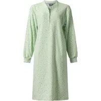 Lunatex - warm dames nachthemd 224180 - aangeruwd badstof - groen - maat M