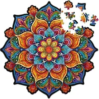 Alexander - PH646 Houten Puzzel XS Mandala Bloemenpracht | 3D Puzzels bouwpakket | Hobby Speelgoed voor kinderen & volwassenen | Wanddecoratie Woonkamer | 100 stukjes Ø20cm | In luxe geschenkdoos