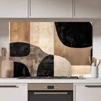 KitchenYeah Spatscherm keuken 120x80 cm - Kookplaat achterwand Abstract - Vlakken - Zwart - Rond - Muurbeschermer - Spatwand fornuis - Hoogwaardig aluminium