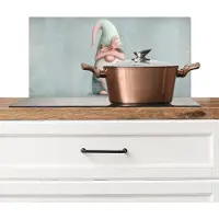 KitchenYeah Spatscherm keuken 60x30 cm - Kookplaat achterwand Kerstgnome - Cadeau - Groen - Muurbeschermer - Spatwand fornuis - Hoogwaardig aluminium