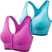 LONGZIMING -Dames Sport-BH met Ritssluiting – Racerback, Ademend & Zweetabsorberend, Verwijderbare BH-Pads, Medium Ondersteuning – Voor Sport, Fitness en Yoga, Maat L