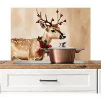 KitchenYeah Spatscherm keuken 80x55 cm - Kookplaat achterwand Gewei - Kerst - Rendier - Rood - Muurbeschermer - Spatwand fornuis - Hoogwaardig aluminium