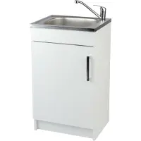 Stamar - Keukenkast 50x40 cm - Onderkast met Spoelbak met één compartiment + kraan + sifon - Wit