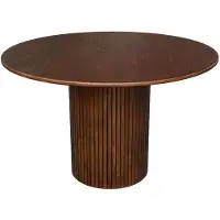 Sweeek - Ronde eettafel van rubberhout en eikenfineer 4 plaatsen - ø 115 x 73 cm - estelle