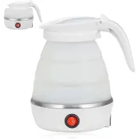 LONGZIMING Mini Opvouwbare Waterkoker van Silicone - 0,6L - Draagbare Koffie en Thee Koker - Snelle Kookketel voor Camping, Hiking en Outdoor - Wit