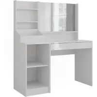 Vicco Sherry Kaptafel met licht – 119.8 cm 3 delen Wit/wit hoogglans