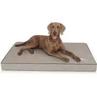 Knuffelwuff orthopedische hondenmat Palomino van met laser doorstikt kunstleer XL 100 x 70 cm grijs
