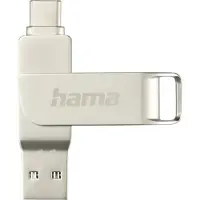 Hama USB-stick C-Rotate Pro, USB-C 3.1/3.0, 256GB, 90MB/s, zilver (256 GB, USB-C), USB-stick, Zilver