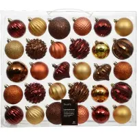 Décoris Kerstballen mixbox 30-delig | plastic | rood/goud/bruin