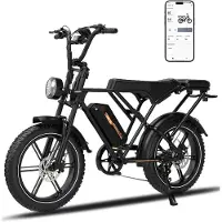 RCB Elektrische fatbike - 48V 20.8Ah - Tot 80-100km - 25km/u - 250W motor - 7 versnellingen - met App en NFC -Zwart