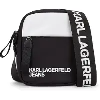 Karl lagerfeld JEANS Heren Essential nylon schoudertas, wit/zwart, one size