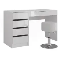 Vicco Sherry Kaptafel – 119.8 cm met kruk Wit/wit hoogglans