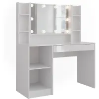 Vicco Sherry Kaptafel – 119.8 cm 4 delen Wit/wit hoogglans
