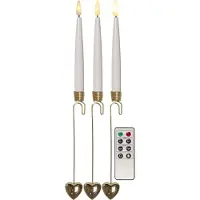 Star Trading LED boomkaarsen 'Flame' met gouden kaarsenhouders, draadloos, hartdecoratie, 8 stuks, batterij + afstandsbediening, witgoud, H 31 cm