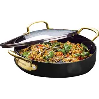 Greenpan Hapjespan Greenpan Barcelona Met Keramische Antikleeflaag Met Deksel Zwart/Goud 30 cm