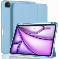 Ntech Tablet Hoes Geschikt voor iPad Air 13 Inch Hoes Licht Blauw - Tri-fold Tablet Hoesje Case, iPad Air M4 (2026) iPad M3 (2025) / Air 13 inch (2024) M2 Trifold Stand Smart Case