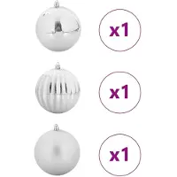 vidaXL Kerstbal Set XXL 3 pcs Zilver Ø 25 cm Kunststof LED's